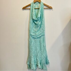 Marciano Mint Green Cowl Neck Lace Racerback Dress